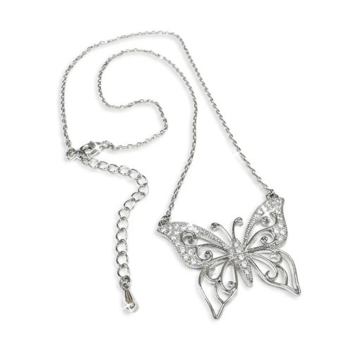 Silver Whispers Butterfly Necklace