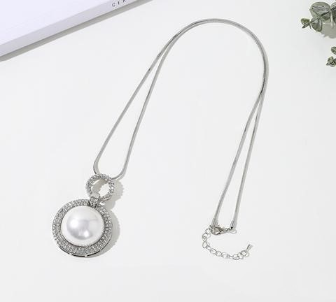 Silver Moon Pearl Necklace