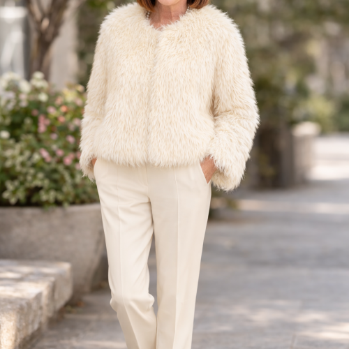 Chantilly Cream Faux Fur Jacket